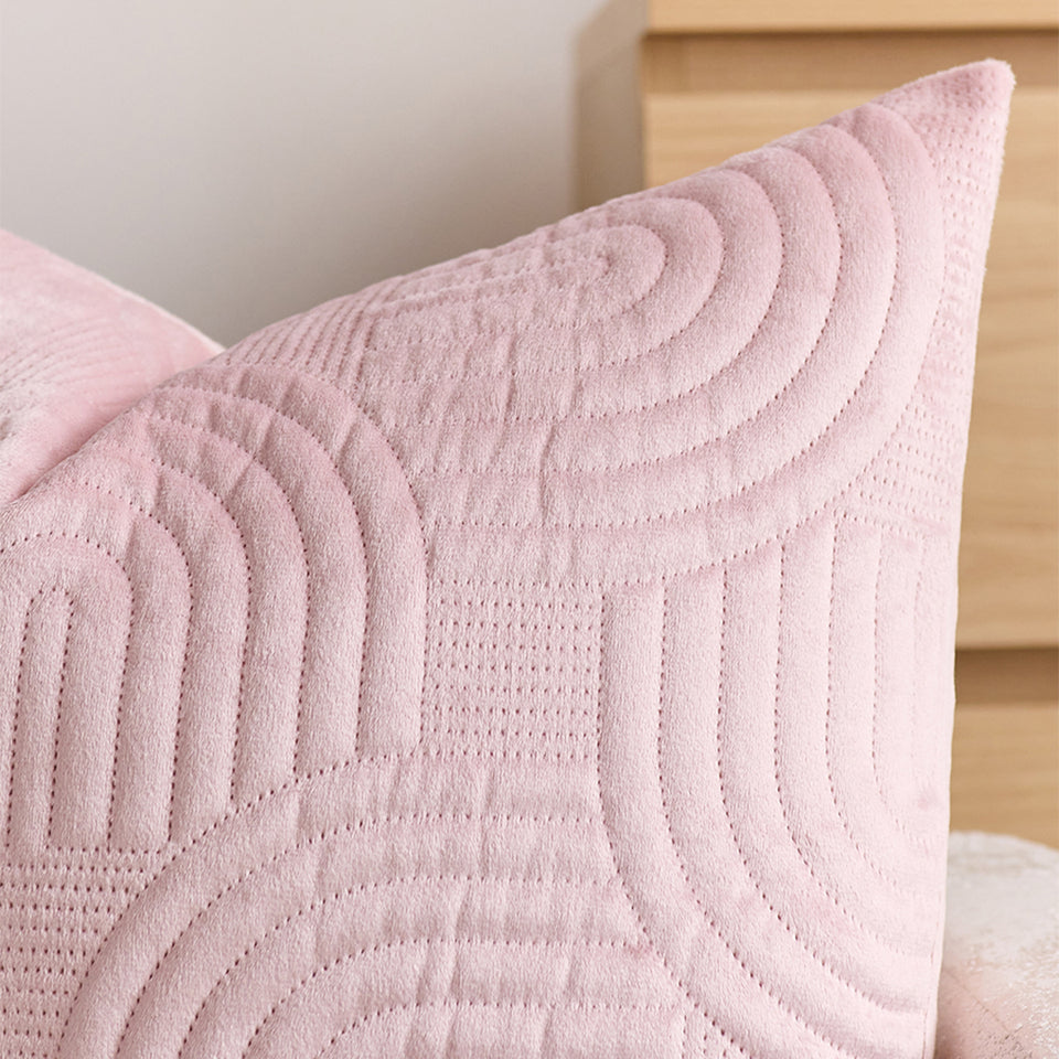 SOGA 2X 50cm Pink Textured Geometric Pattern Decorative Throw Pillow
