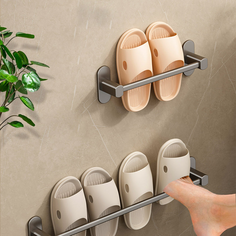 SOGA 69cm Wall-Mounted Slipper Organiser Adhesive Storage Space-Saving Wall Rack