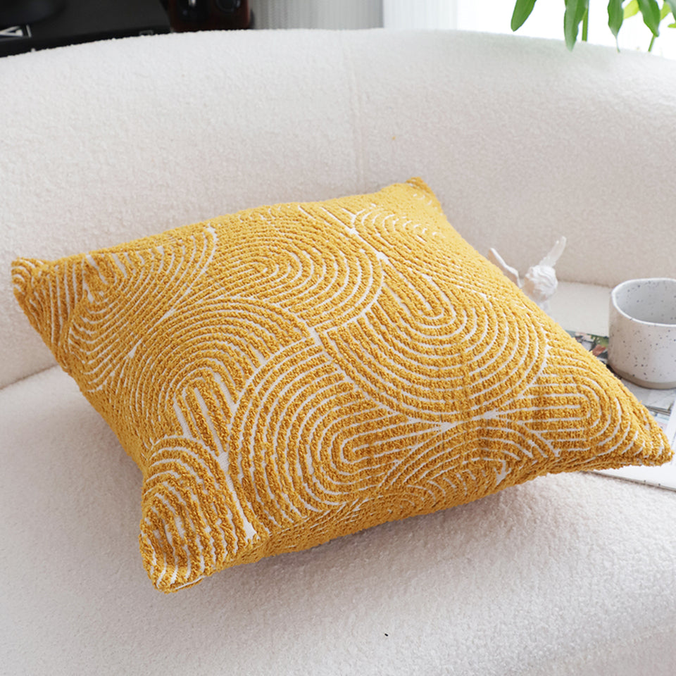 SOGA 50cm Mustard Yellow Throw Pillow Geometric Indoor and Outdoor Corded for Home Decor