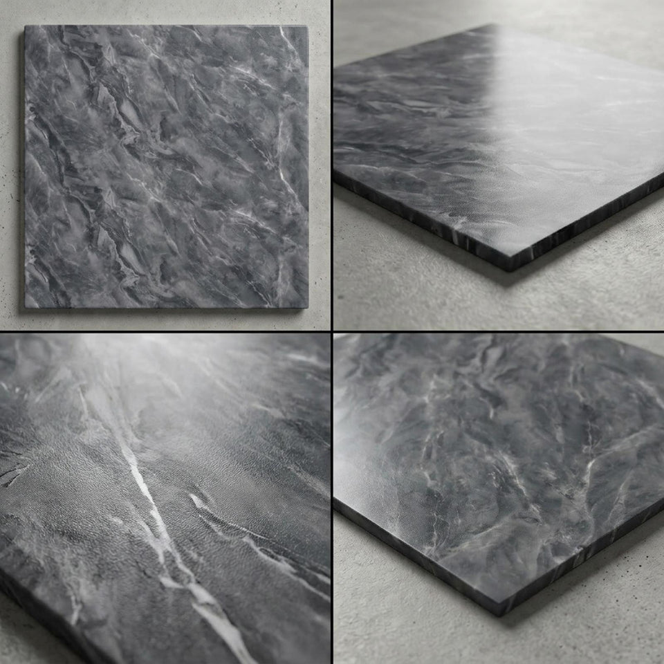SOGA Peel & Stick Floor and Wall Tiles 30 x 30cm 10 Pack Grey Faux Marble