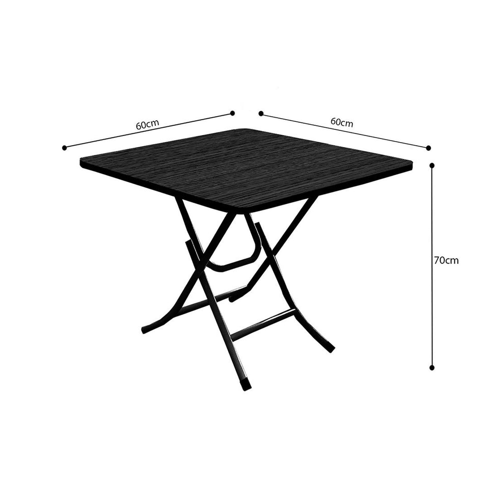 SOGA 2X Black Dining Table Portable Square Surface Space Saving Folding Desk with Lacquered Legs Home Decor