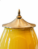 SOGA 2x 40cm Ceramic Oval Flower Vase with Gold Metal Base Yellow
