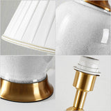 SOGA 2X Ceramic Oval Table Lamp with Gold Metal Base Desk Lamp White