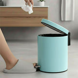 SOGA 7L Modern Foot Pedal Trash Bin Waste Kitchen Bathroom Stainless Steel Round Blue