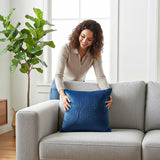 SOGA 2X 50cm Blue Textured Geometric Pattern Decorative Throw Pillow
