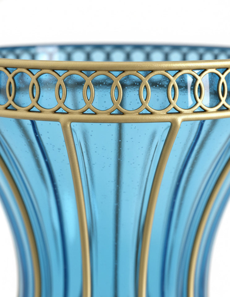 SOGA 67cm Blue Glass Tall Floor Vase and 12pcs White Artificial Fake Flower Set