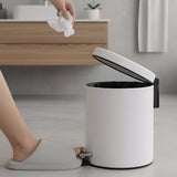 SOGA 4X Foot Pedal Stainless Steel Rubbish Recycling Garbage Waste Trash Bin Round 7L White