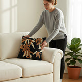 SOGA 2X 45cm Black Brown Bamboo Leaf Botanical Embroidered Throw Pillow