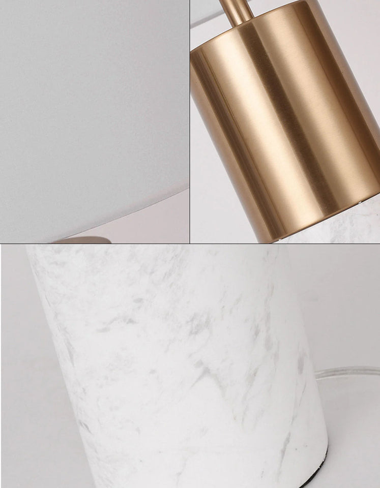 SOGA 4X 60cm White Marble Bedside Modern Desk Table Lamp Living Room Shade with Cylinder Base