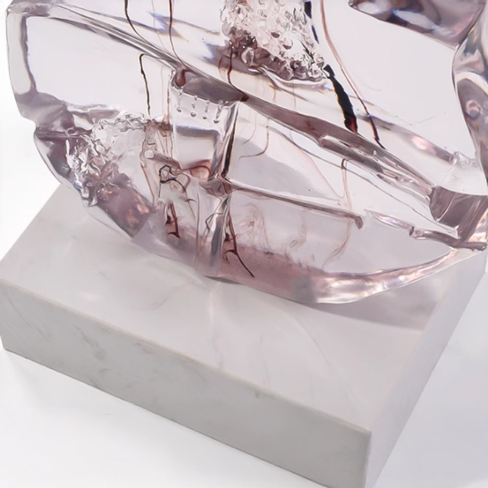 SOGA 58cm Transparent Crystal Violin Fiberglass Sculpture with Artificial Marble Base for Modern Home Decor