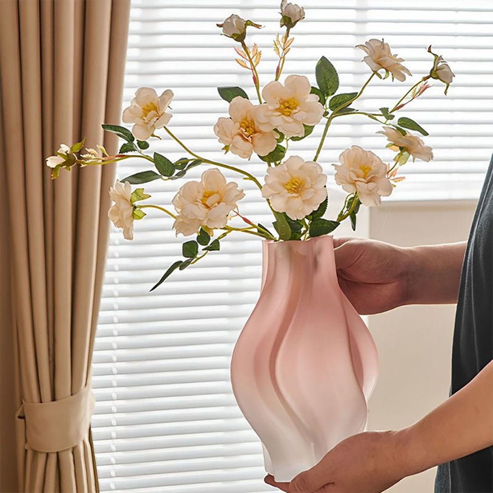 SOGA 24cm Pink Glass Vase Art Blown Hand Flower Tall Vintage Art Vases