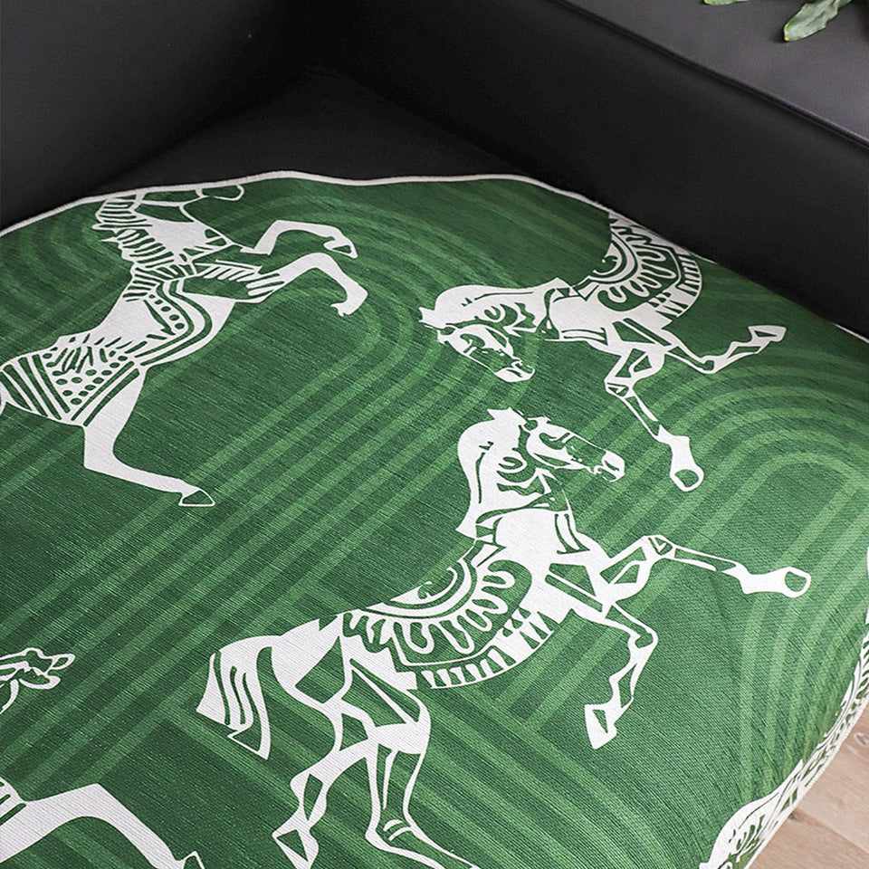 SOGA Two-Seater Green Horse Print 90x180cm Throw Blanket Sofa Cover