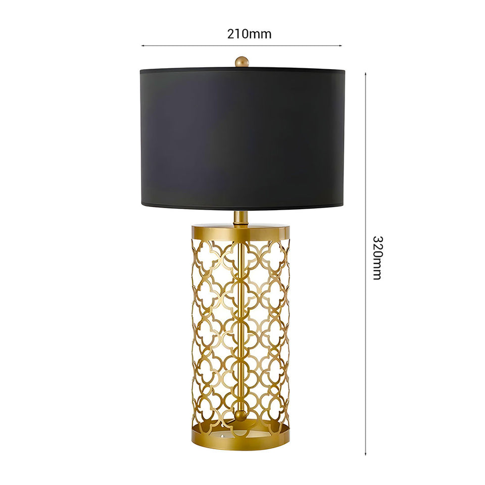 SOGA 2X Golden Hollowed Out Base Table Lamp with Dark Shade