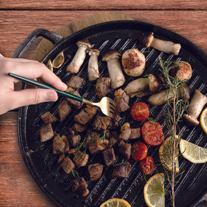 SOGA 2X 30cm Ribbed Cast Iron Frying Pan Skillet Coating Steak Sizzle Platter