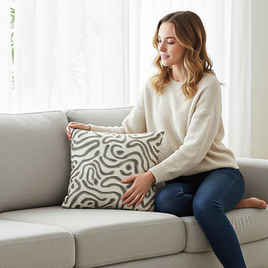SOGA 2X 50cm Gray White Abstract Swirl Pattern Decorative Throw Pillow