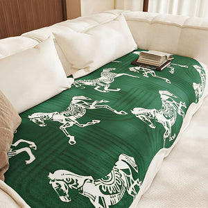 SOGA Three-Seater Green Horse Print 90x210cm Throw Blanket Sofa Cover
