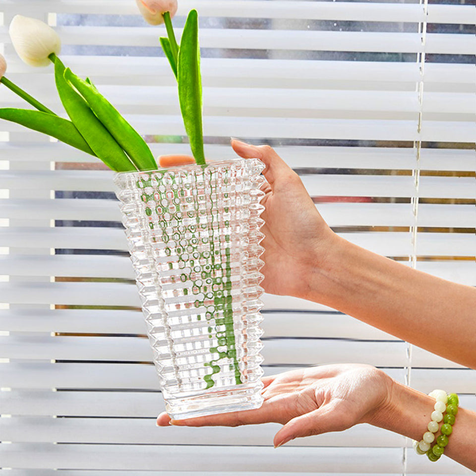 SOGA 22.5cm Handcrafted Clear Glass Vase Classic Design for Home Decor