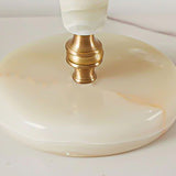 SOGA Jade Stone Base Table Lamp Vintage Yellow Shade Tassel Fringe Bedside Desk Light