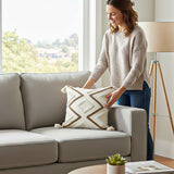 SOGA 2X Boho Tufted Cushion 45cm Tassel White Brown Geometric Decorative Throw Pillow