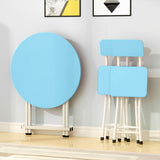 SOGA 2X Blue Dining Table Portable Round Surface Space Saving Folding Desk Home Decor