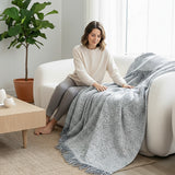 SOGA 2X Light Blue-Gray Tassel Throw Blanket 160x200cm Soft Polyester