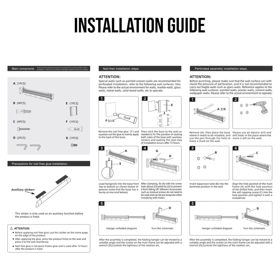 SOGA 127.5cm Suction-Mounted Retractable Clothing Drying Rack Foldable Hanger