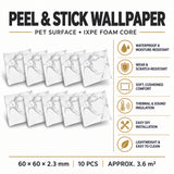 SOGA Peel & Stick Floor and Wall Tiles 60 x 60cm 10 Pack White Grey Faux Marble