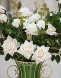SOGA 51cm Green Glass Tall Floor Vase with 12pcs White Artificial Fake Flower Set