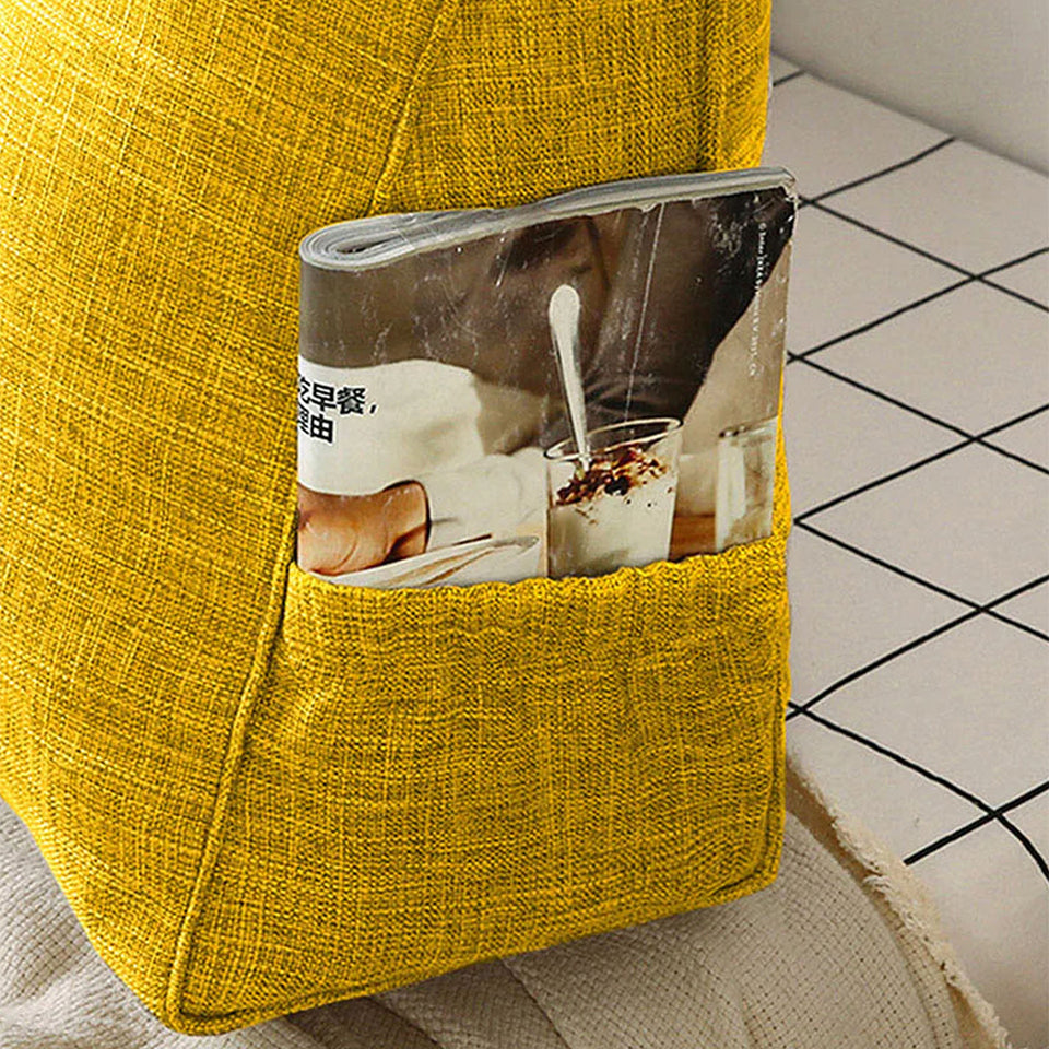SOGA 120cm Yellow Triangular Wedge Bed Pillow Headboard Backrest Bedside Tatami Cushion Home Decor