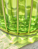 SOGA Green Glass Flower Vase with 8 Bunch 5 Heads Artificial Fake Silk Rose Home Decor Set