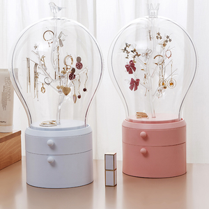 SOGA Pink 360 Degree Rotating 2 Layered Jewelry Storage Box Waterproof Dustproof Accessories Organiser