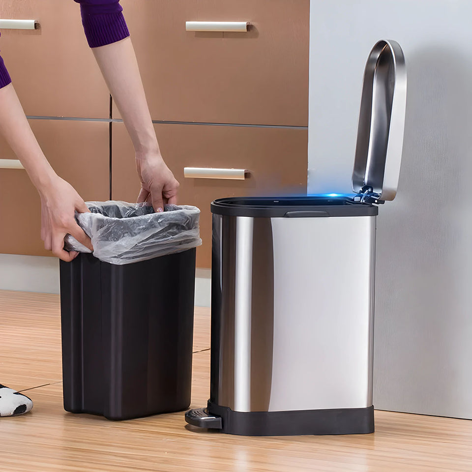 SOGA 4X Foot Pedal Stainless Steel Rubbish Recycling Garbage Waste Trash Bin 10L U