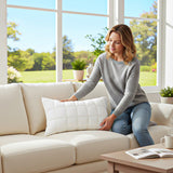SOGA 2X 30cm White Quilted Grid Pattern Decorative Throw Pillow