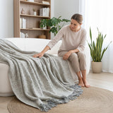 SOGA 2X Soft  Light Beige Tassel Throw Blanket 160x200cm Soft Polyester