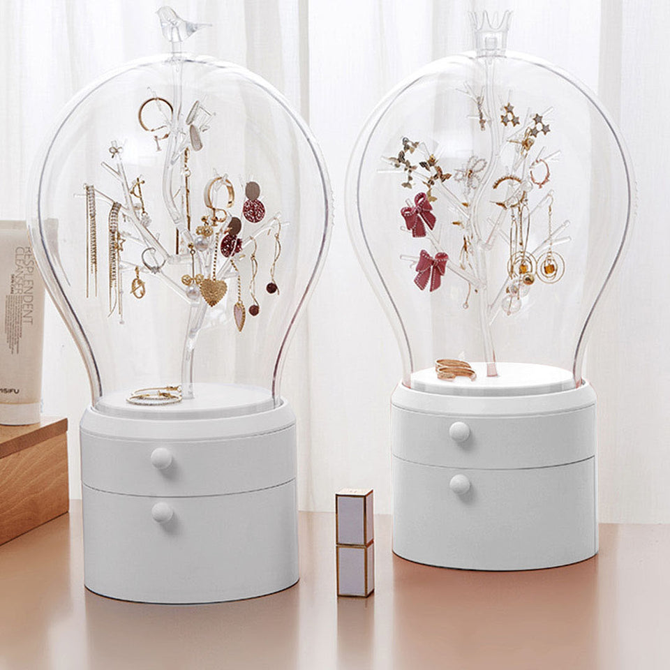 SOGA White 360 2 Layered Jewelry Storage Box Waterproof Dustproof Accessories Organiser