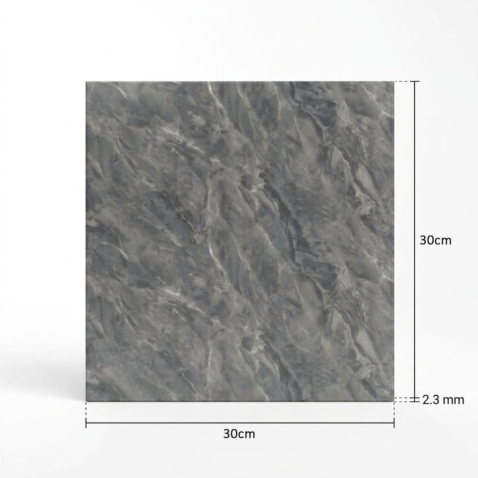 SOGA Peel & Stick Floor and Wall Tiles 30 x 30cm 10 Pack Grey Faux Marble