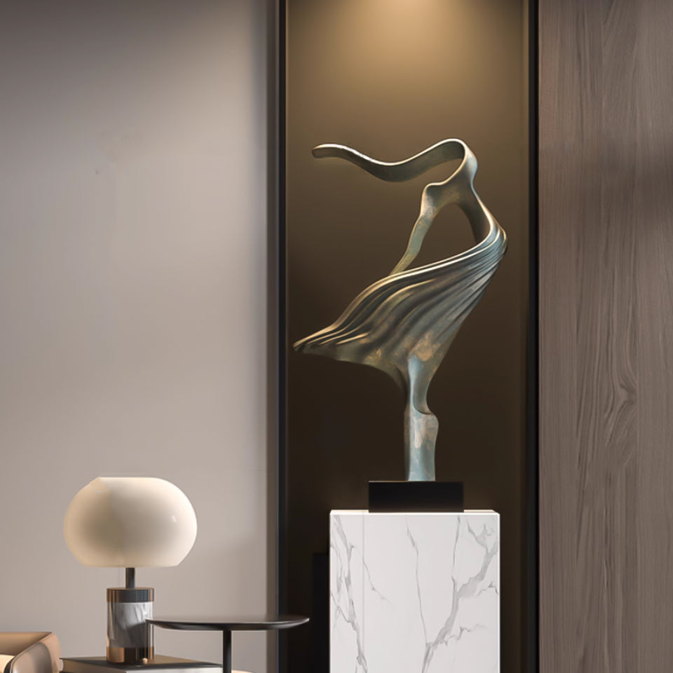 SOGA 65cm Gray Modern Abstract Dancer Sculpture with Black Base for Home Decor