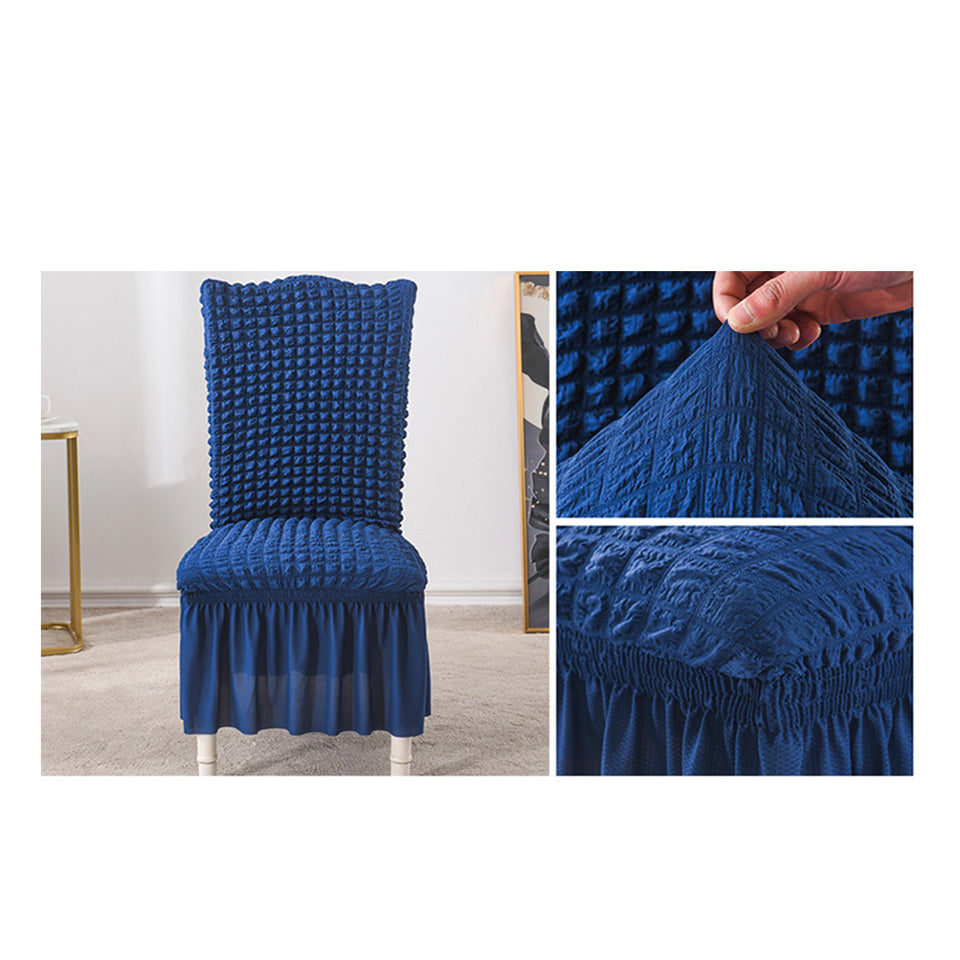 SOGA 2X Blue Chair Cover Seat Protector with Ruffle Skirt Stretch Slipcover Wedding Party Home Decor