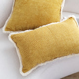 SOGA 2X 35cm Throw Pillow Turmeric Yellow Aesthetic Chenille Texture for Home Decor