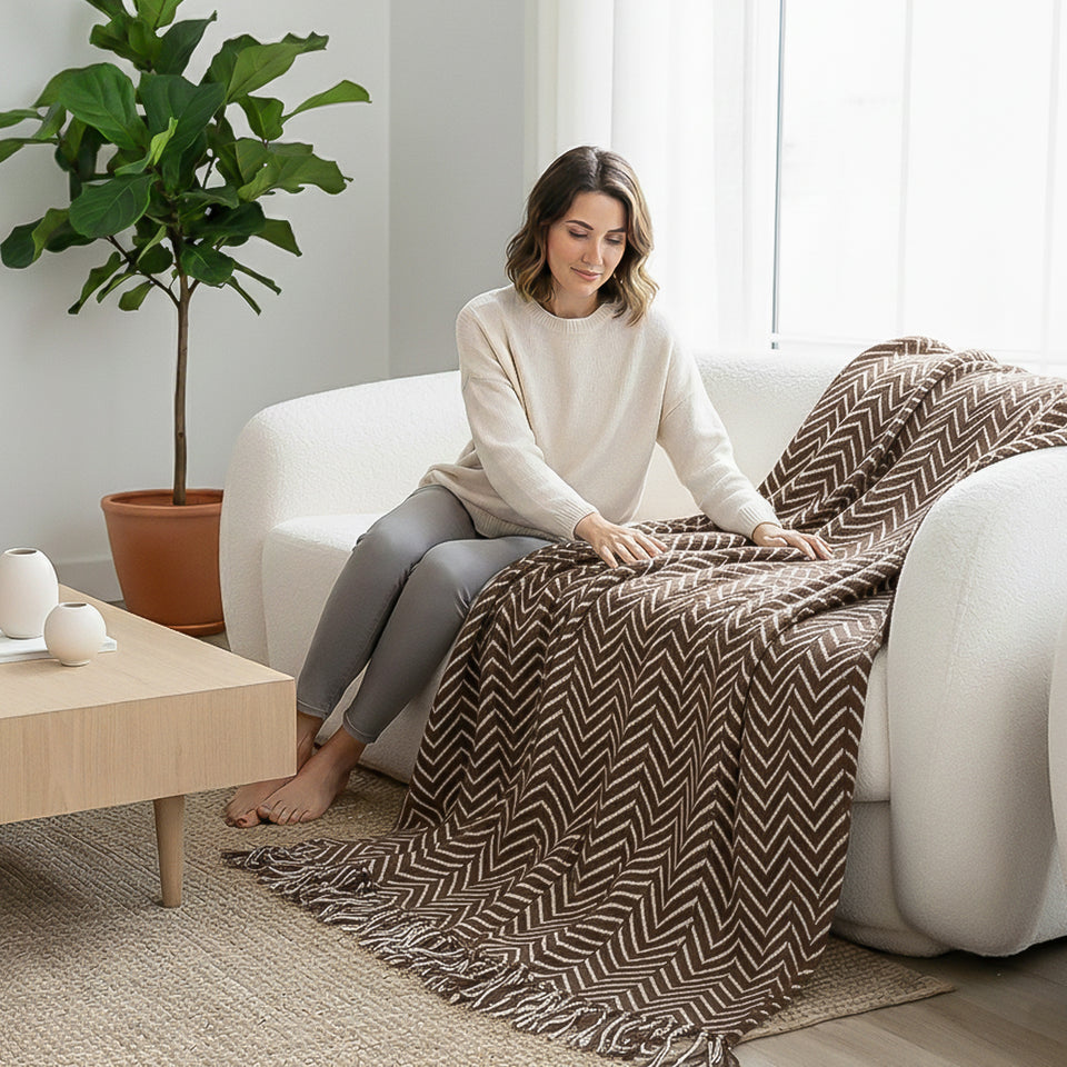 SOGA 2X Chocolate Brown Throw Blanket 130x170cm Soft Polyester