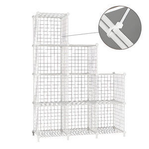 SOGA 2X White Portable 9-Cube 3 Column Storage Organiser Foldable DIY Modular Grid Space Saving Shelf 149cm