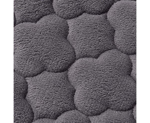 SOGA 2X Grey 153cm Wide Mattress Cover Thick Quilted Fleece Stretchable Clover Design Bed Spread Sheet Protector with Pillow Covers
