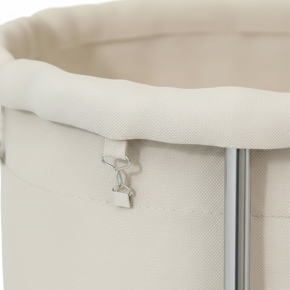 SOGA Stainless Steel Commercial Round Soiled Linen Laundry Trolley Cart with Wheels White