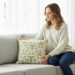 SOGA 2X 50cm Artistic Olive Green White Geometric Pattern Throw Pillow
