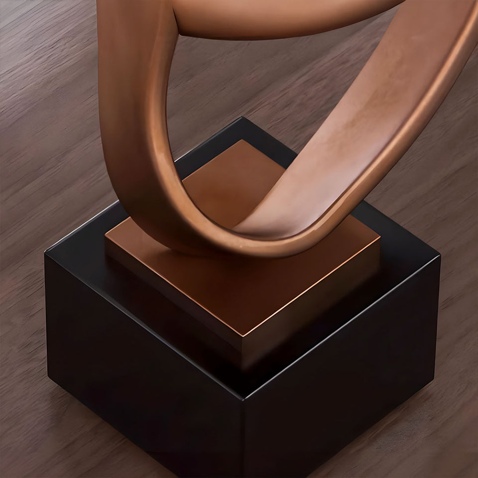 SOGA 45cm Bronze Abstract Sculpture Modern Ribbon Art with Black Base for Home Decor