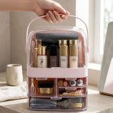 SOGA 2X 3 Tier Pink Countertop Makeup Cosmetic Storage Organiser Skincare Holder Jewelry Storage Box with Handle