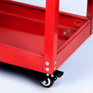 SOGA 3-Tier Red Tool Storage Cart with Drawer & Hooks