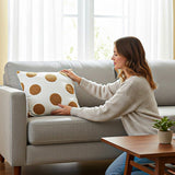 SOGA 2X Tufted Cushion 45cm White Brown Polka Dot Circle Pattern Decorative Throw Pillow
