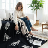 SOGA Black Cream Animal Print Throw Blanket 130x180cm Acrylic