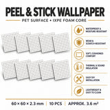 SOGA Peel & Stick Floor and Wall Tiles 60 x 60cm 10 Pack White Grid Tile Look
